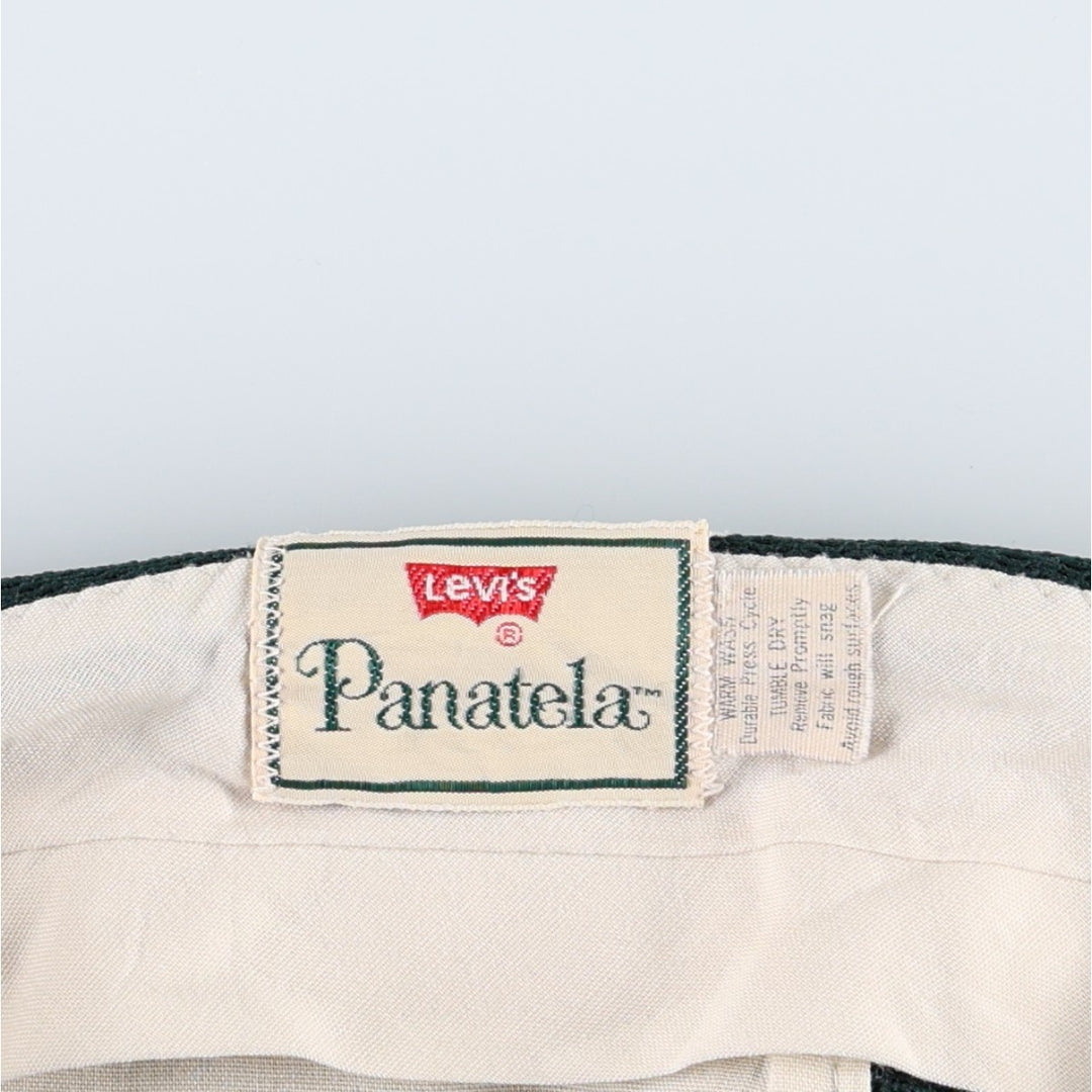 70s-80'S Levi's PANATELA slacks pants, men's size W33 equivalent, vintage. unclear dark green Vintage Second Hand
