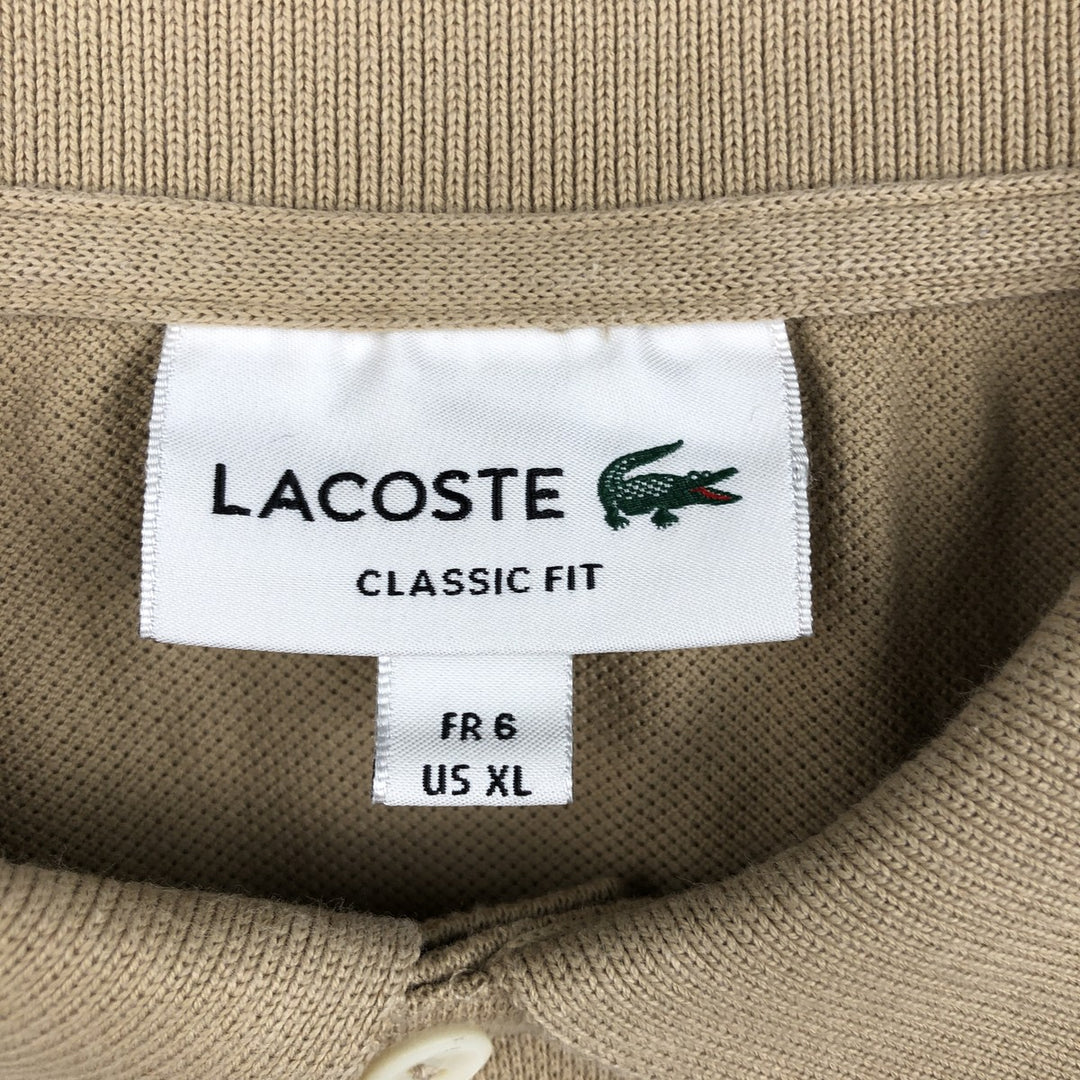 Lacoste Classic Fit Long Sleeve Polo Shirt, Men's Size XL cotton Beige type Vintage Second Hand