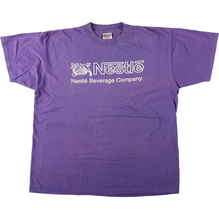 90'S ONEITA Nestle Advertising T-Shirt, Made in USA, Men's XL equivalent, Vintage cotton purple type Vintage Second Hand