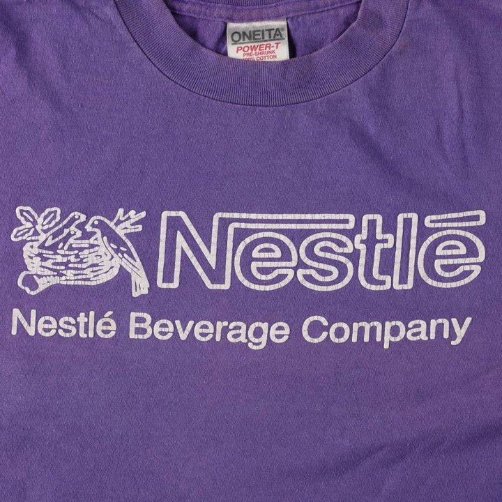 90'S ONEITA Nestle Advertising T-Shirt, Made in USA, Men's XL equivalent, Vintage cotton purple type Vintage Second Hand