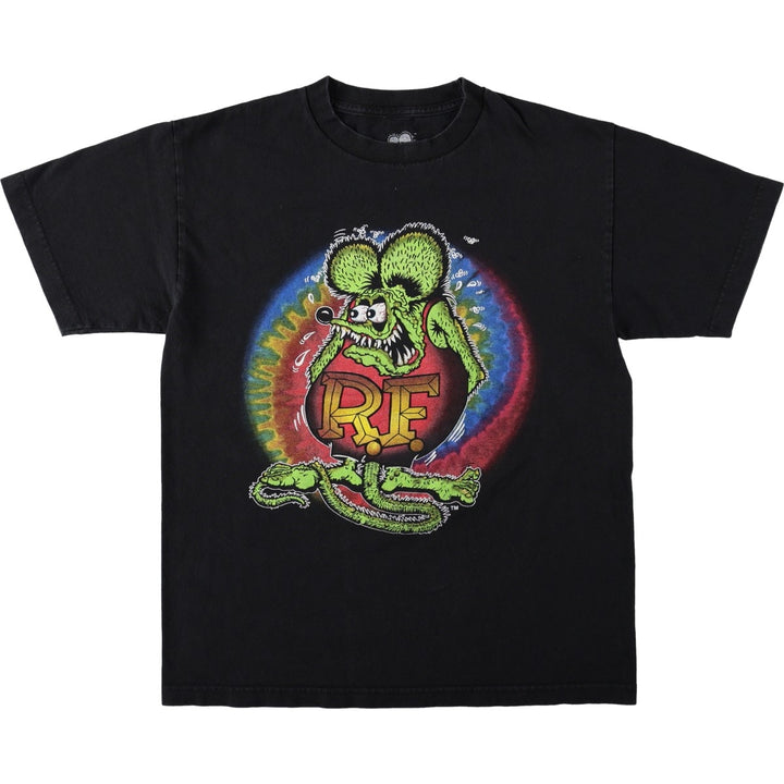 RAT FINK character print T-shirt, made in USA, men's size M equivalent. unclear black type Vintage Second Hand