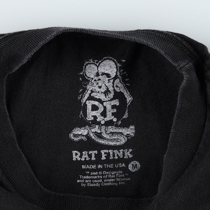 RAT FINK character print T-shirt, made in USA, men's size M equivalent. unclear black type Vintage Second Hand