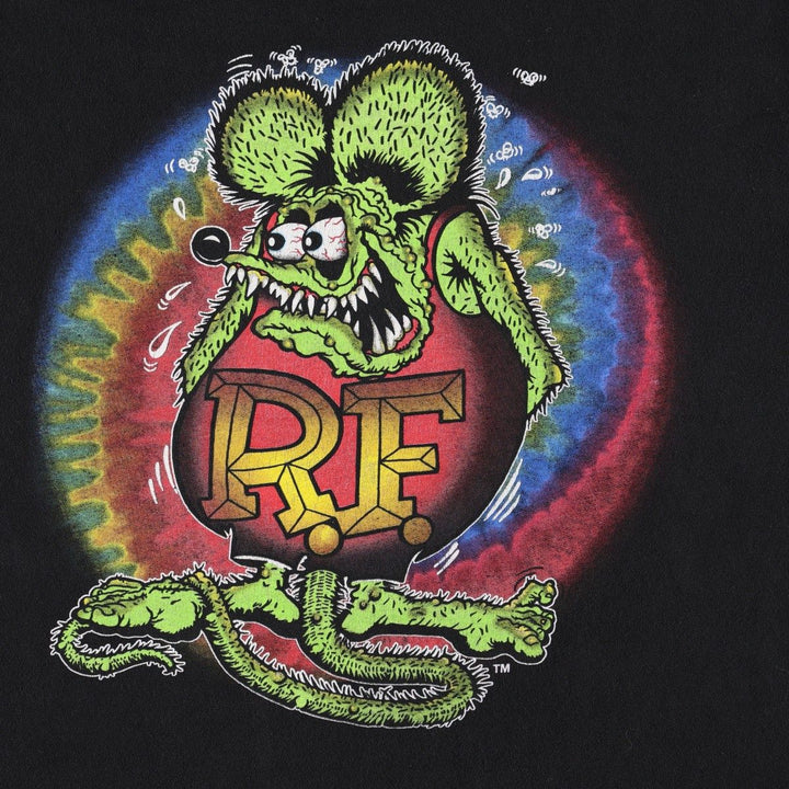 RAT FINK character print T-shirt, made in USA, men's size M equivalent. unclear black type Vintage Second Hand