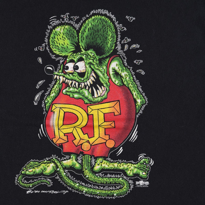 RAT FINK anime character print T-shirt, men's size XL (equivalent). unclear black type Vintage Second Hand