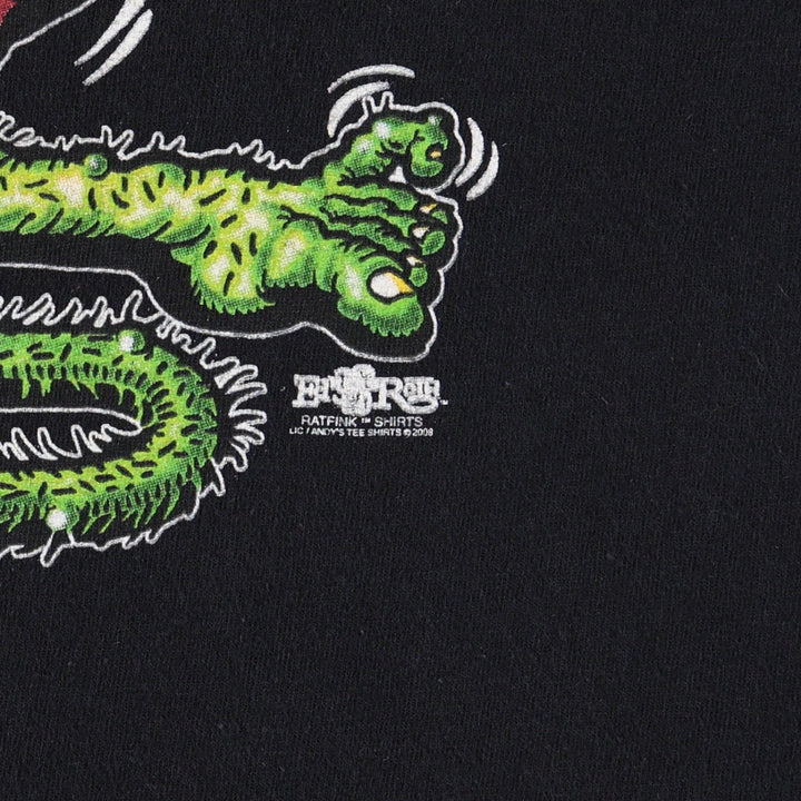 RAT FINK anime character print T-shirt, men's size XL (equivalent). unclear black type Vintage Second Hand