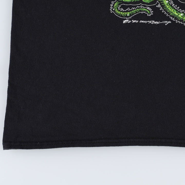 RAT FINK anime character print T-shirt, men's size XL (equivalent). unclear black type Vintage Second Hand