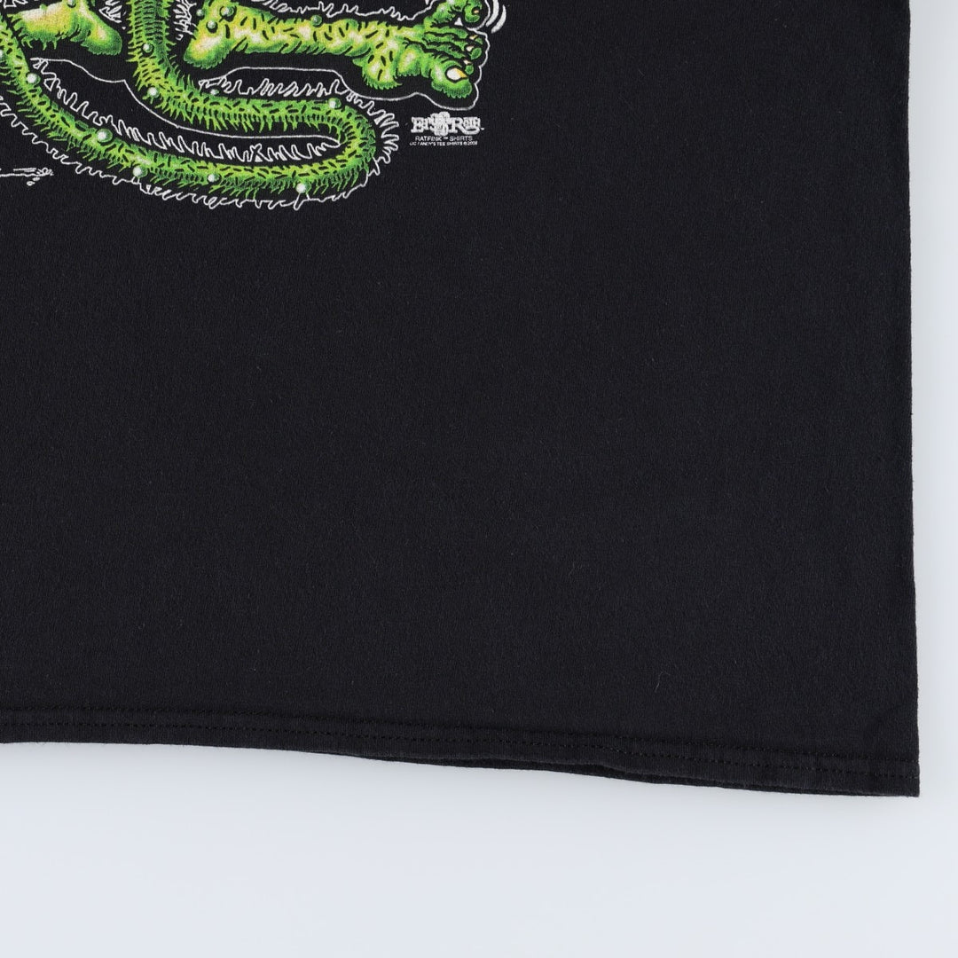 RAT FINK anime character print T-shirt, men's size XL (equivalent). unclear black type Vintage Second Hand
