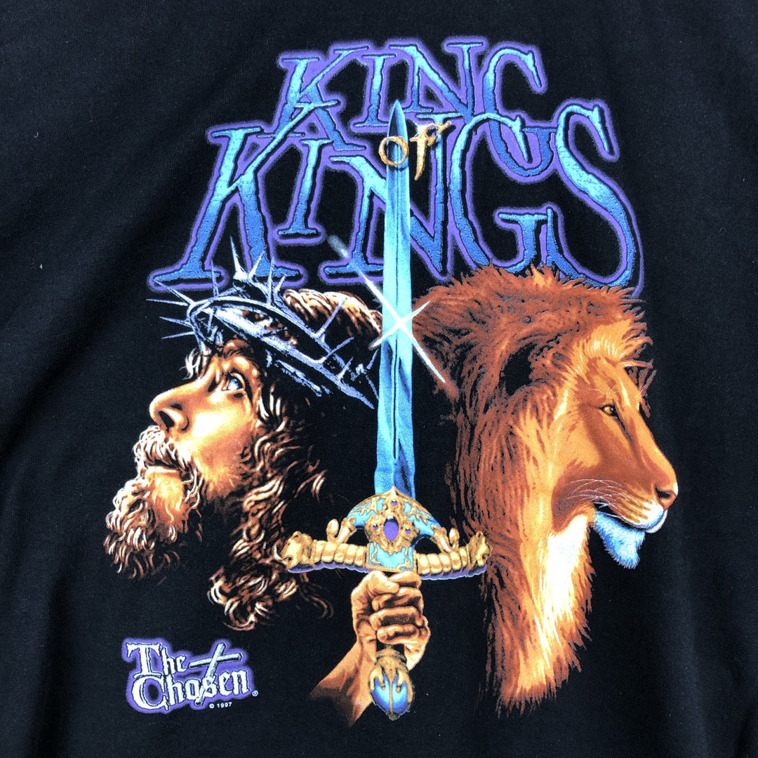 90'S Fruit of the Loom JESUS CHRIST religious print T-shirt, men's size XXL equivalent, vintage. cotton black type Vintage Second Hand