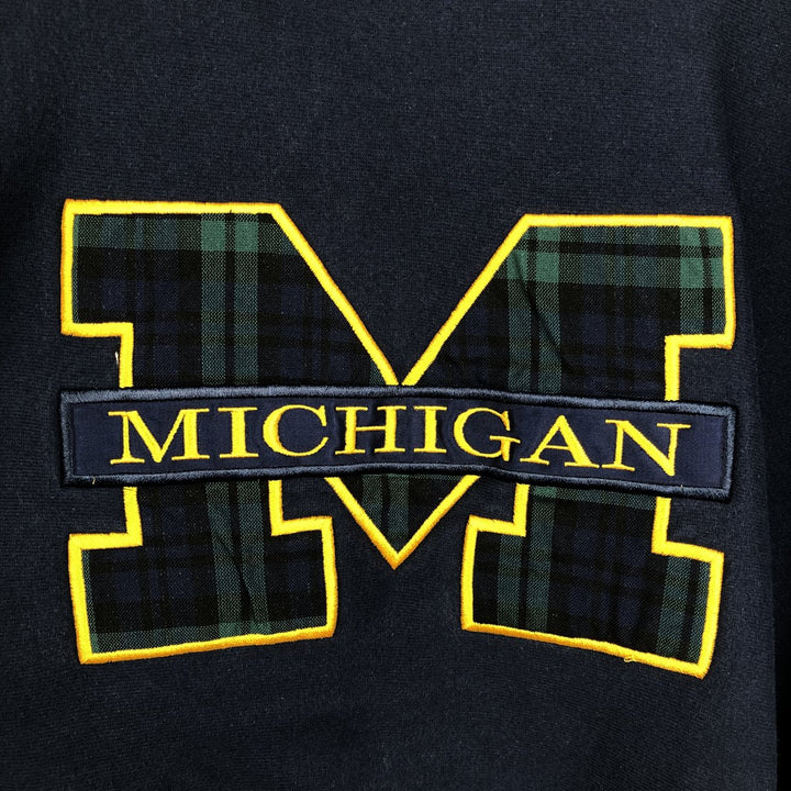 Champion Reverse Weave Embroidered Tag College Sweatshirt, Made in USA, Men's XL Equivalent, University of Michigan cotton navy blue type Vintage Second Hand