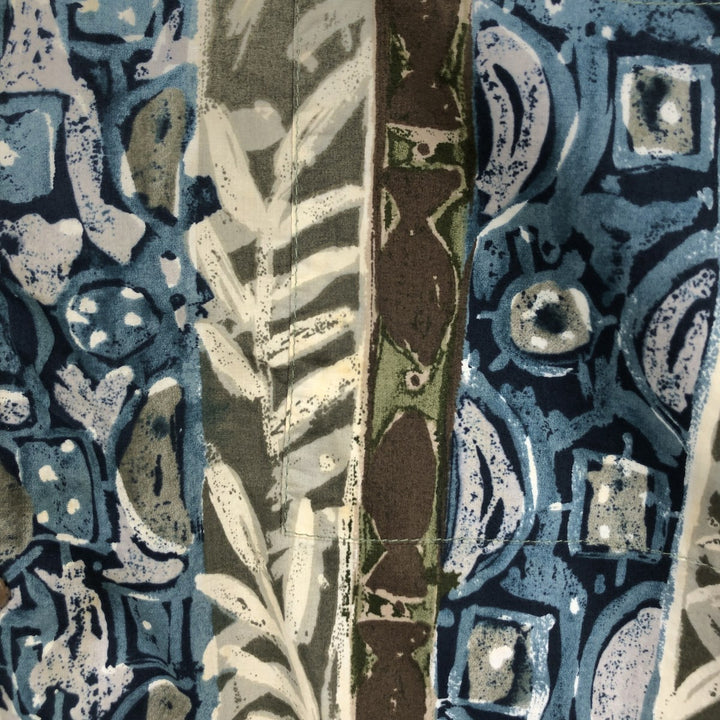 KAHARA All-over Stripe Pattern Hawaiian Aloha Shirt, Boxy Shirt, Made in Hawaii, Men's Size L cotton Khaki type Vintage Second Hand