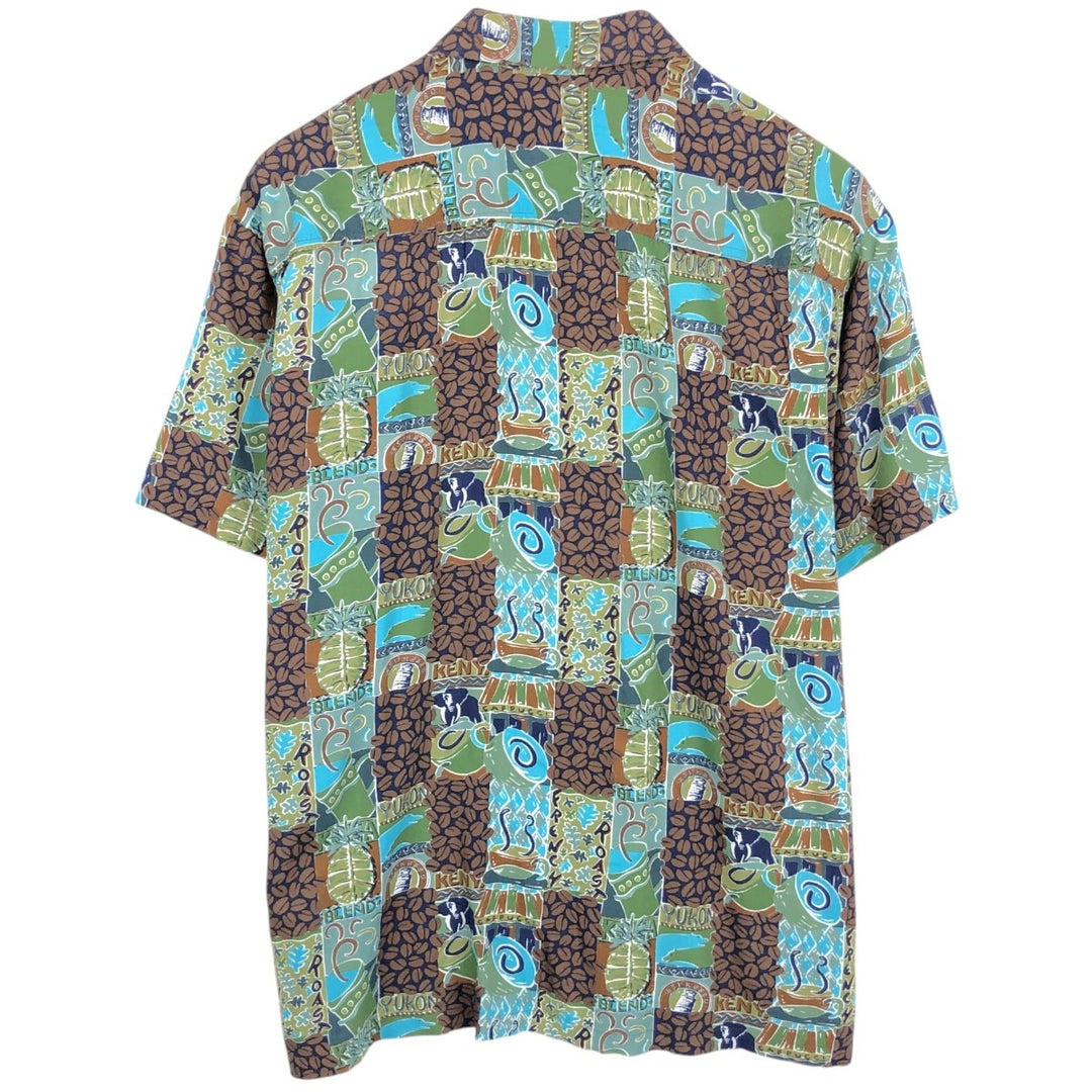 Kahala KAHALA All-over print rayon Hawaiian Aloha shirt, boxy style, made in Hawaii, men's size XL equivalent. Rayon brown type Vintage Second Hand