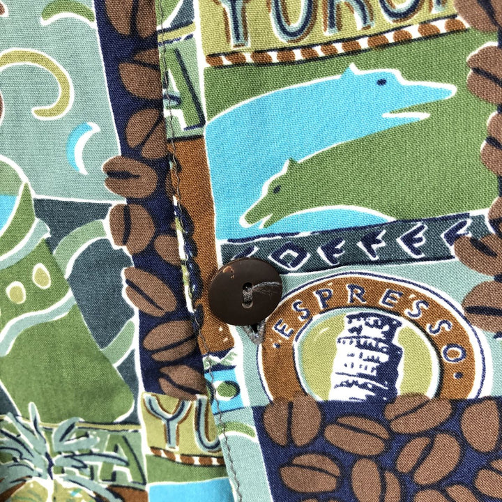 Kahala KAHALA All-over print rayon Hawaiian Aloha shirt, boxy style, made in Hawaii, men's size XL equivalent. Rayon brown type Vintage Second Hand