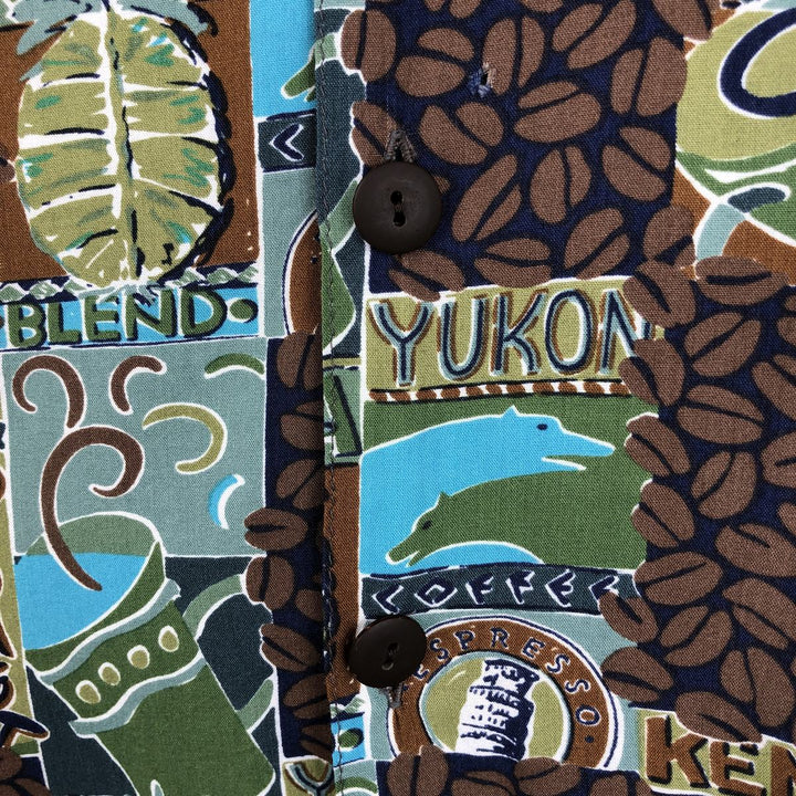 Kahala KAHALA All-over print rayon Hawaiian Aloha shirt, boxy style, made in Hawaii, men's size XL equivalent. Rayon brown type Vintage Second Hand