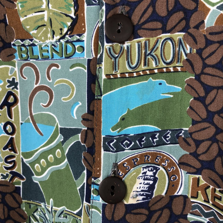 Kahala KAHALA All-over print rayon Hawaiian Aloha shirt, boxy style, made in Hawaii, men's size XL equivalent. Rayon brown type Vintage Second Hand