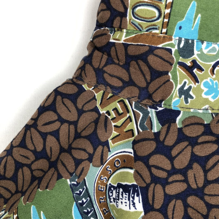 Kahala KAHALA All-over print rayon Hawaiian Aloha shirt, boxy style, made in Hawaii, men's size XL equivalent. Rayon brown type Vintage Second Hand