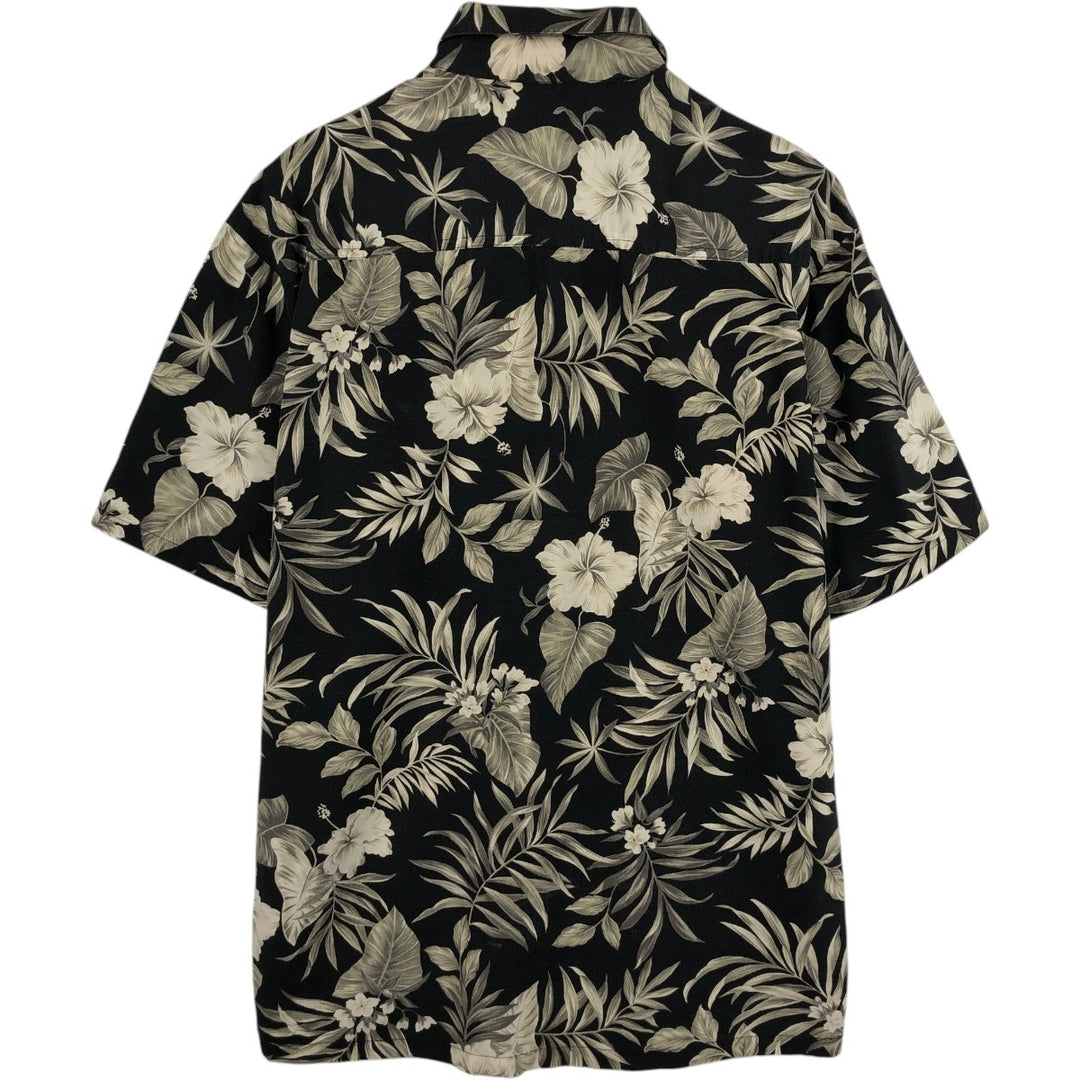 KAHALA All-over Botanical Pattern Hawaiian Aloha Shirt, Boxy Shirt, Made in Hawaii, Men's Size L (approx.) Rayon black type Vintage Second Hand