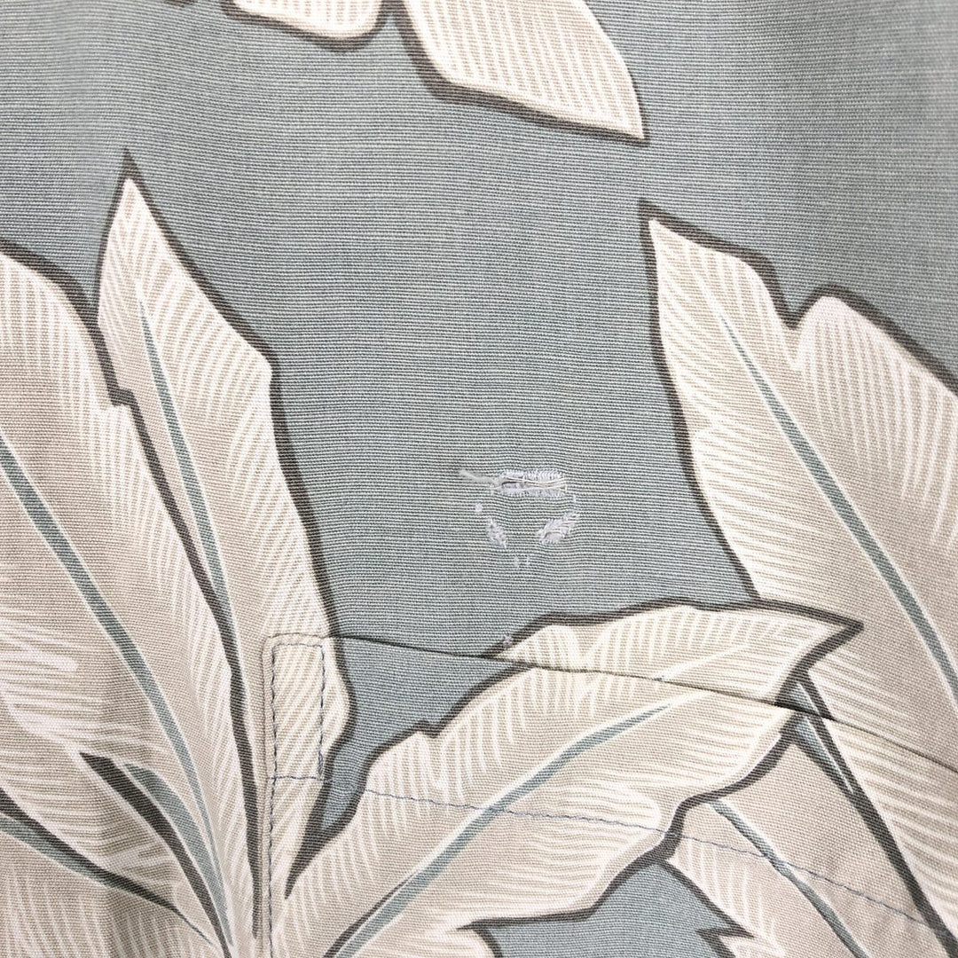 Kahala KAHALA All-over Botanical Pattern Rayon Hawaiian Aloha Shirt, Boxy Shirt, Made in Hawaii, Men's Size L (approx.) Rayon Khaki type sage green Vintage Second Hand