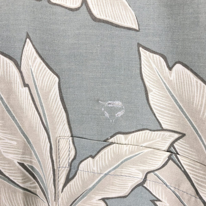 Kahala KAHALA All-over Botanical Pattern Rayon Hawaiian Aloha Shirt, Boxy Shirt, Made in Hawaii, Men's Size L (approx.) Rayon Khaki type sage green Vintage Second Hand