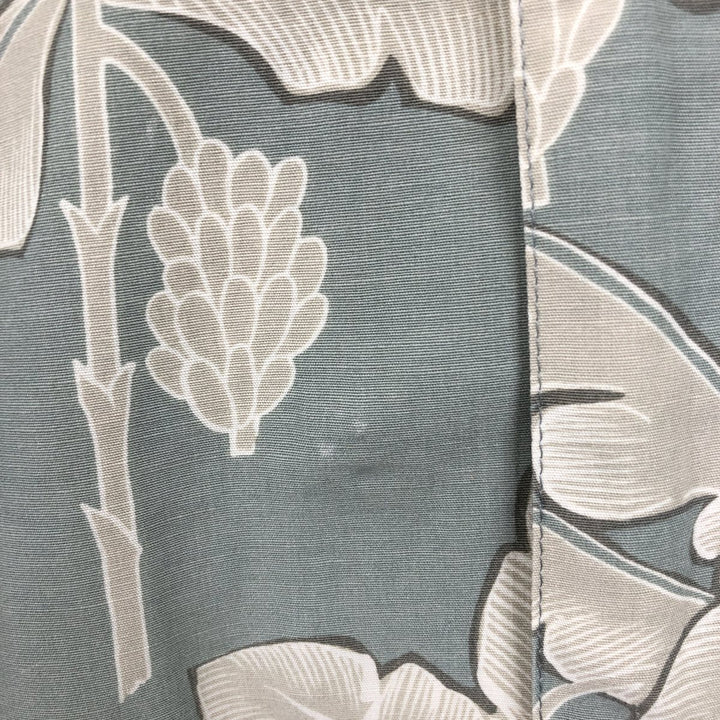 Kahala KAHALA All-over Botanical Pattern Rayon Hawaiian Aloha Shirt, Boxy Shirt, Made in Hawaii, Men's Size L (approx.) Rayon Khaki type sage green Vintage Second Hand