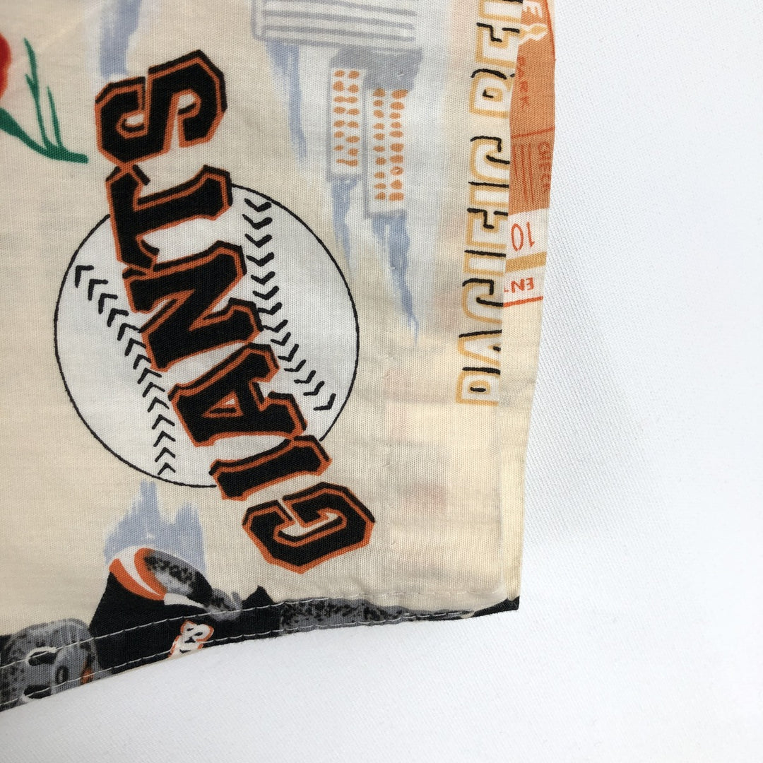 Reyn Spooner Genuine Merchandise MLB San Francisco Giants All-Over Print Aloha Shirt, Box Shirt, Men's Size L (approx.) cotton ivory Vintage Second Hand