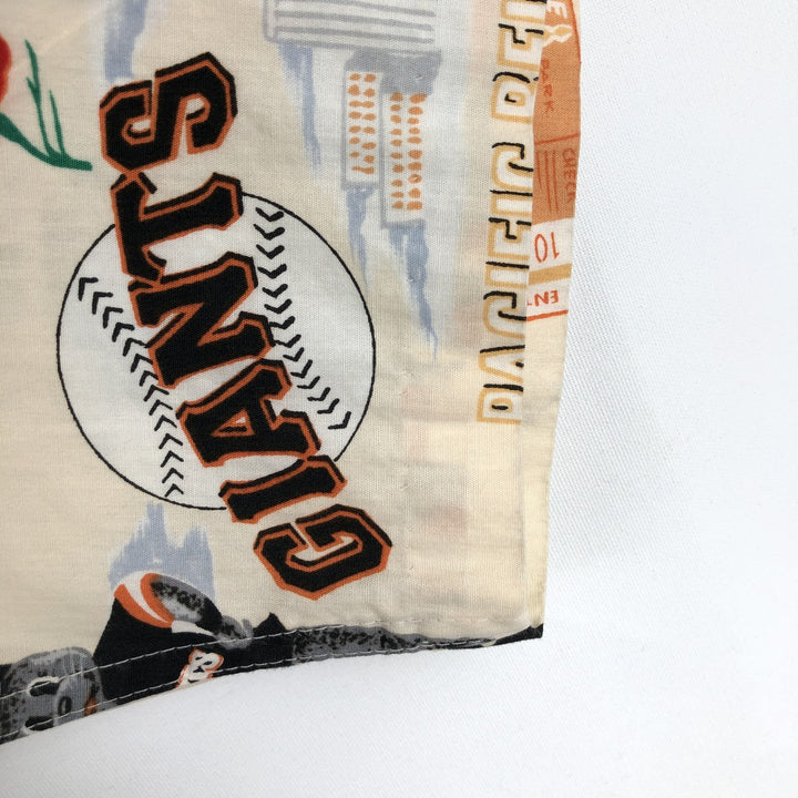 Reyn Spooner Genuine Merchandise MLB San Francisco Giants All-Over Print Aloha Shirt, Box Shirt, Men's Size L (approx.) cotton ivory Vintage Second Hand