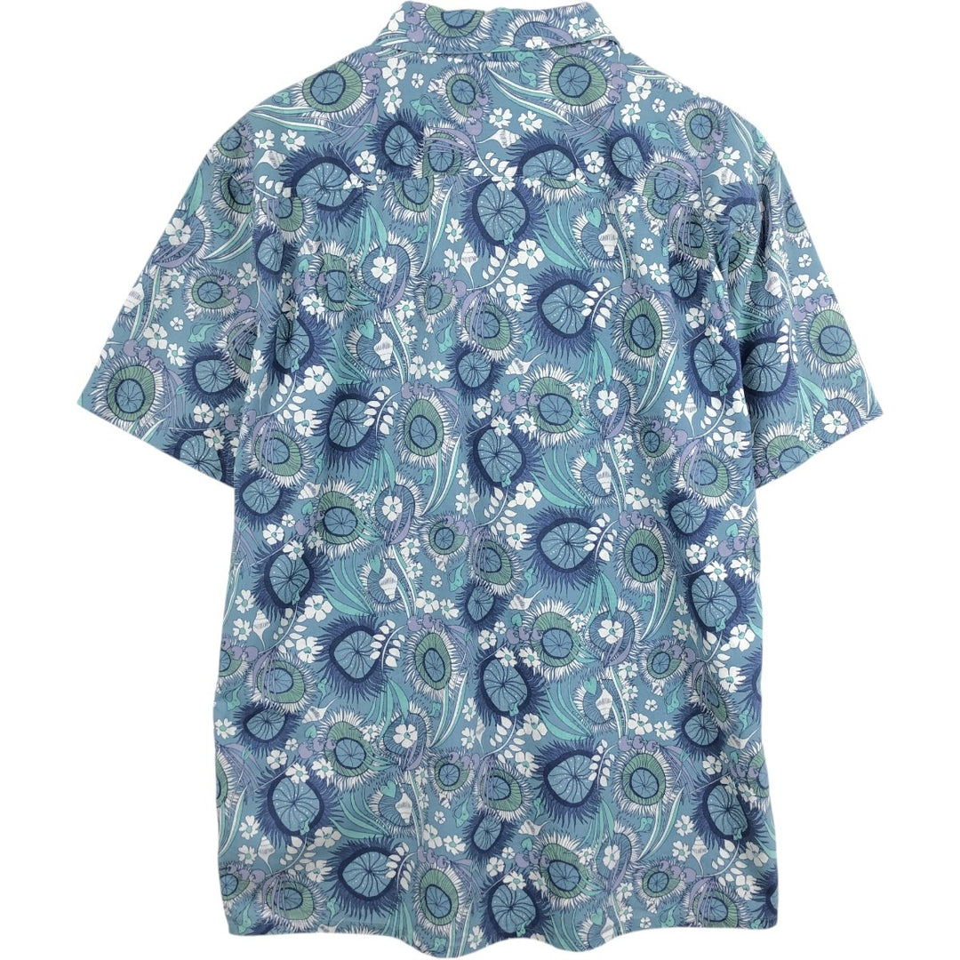 Patagonia Back Step Shirt 53139SP22, all-over print Hawaiian Aloha shirt, boxy shirt, men's size L (approx.) Hemp Emerald green Vintage Second Hand