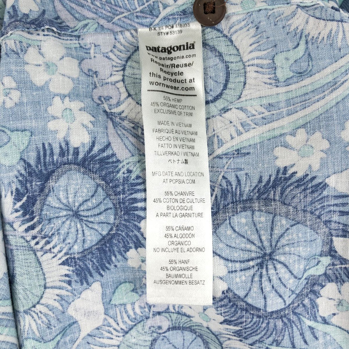 Patagonia Back Step Shirt 53139SP22, all-over print Hawaiian Aloha shirt, boxy shirt, men's size L (approx.) Hemp Emerald green Vintage Second Hand
