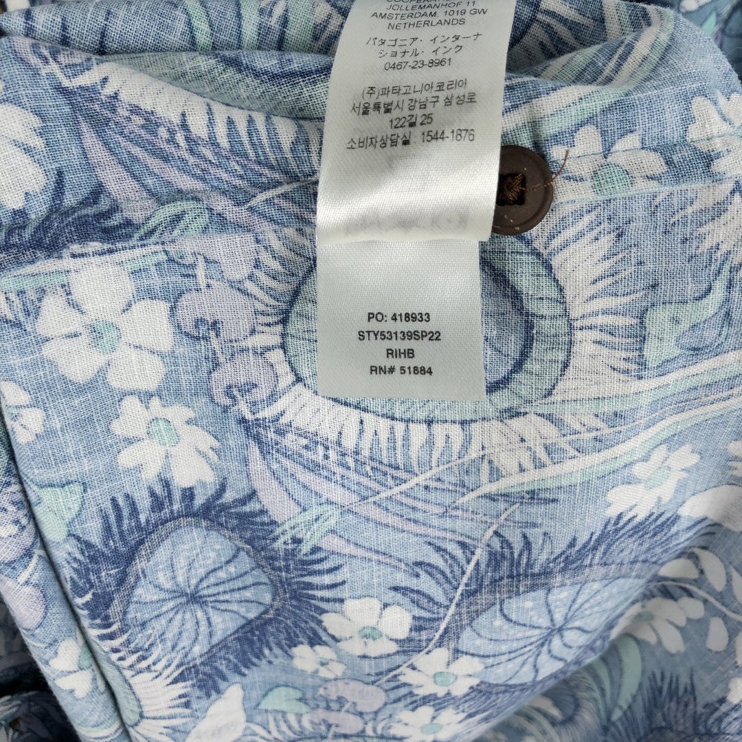 Patagonia Back Step Shirt 53139SP22, all-over print Hawaiian Aloha shirt, boxy shirt, men's size L (approx.) Hemp Emerald green Vintage Second Hand