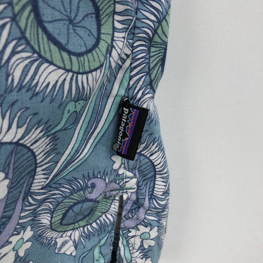 Patagonia Back Step Shirt 53139SP22, all-over print Hawaiian Aloha shirt, boxy shirt, men's size L (approx.) Hemp Emerald green Vintage Second Hand