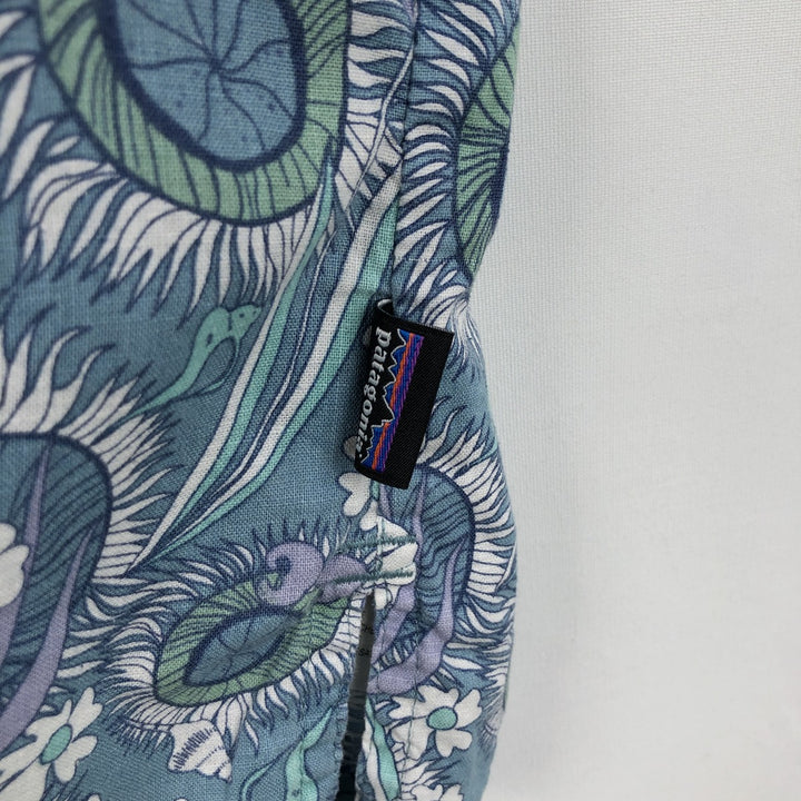 Patagonia Back Step Shirt 53139SP22, all-over print Hawaiian Aloha shirt, boxy shirt, men's size L (approx.) Hemp Emerald green Vintage Second Hand