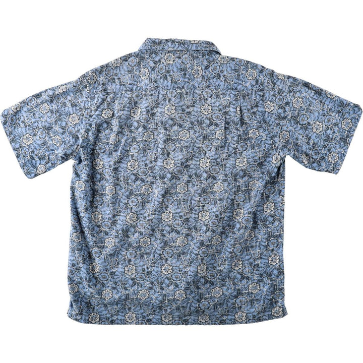 2000'S Columbia all-over floral Hawaiian Aloha shirt, boxy style, men's size L. cotton navy blue type Vintage Second Hand