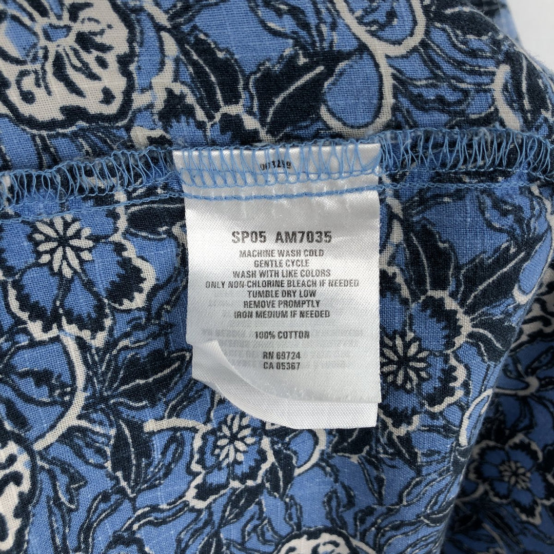 2000'S Columbia all-over floral Hawaiian Aloha shirt, boxy style, men's size L. cotton navy blue type Vintage Second Hand