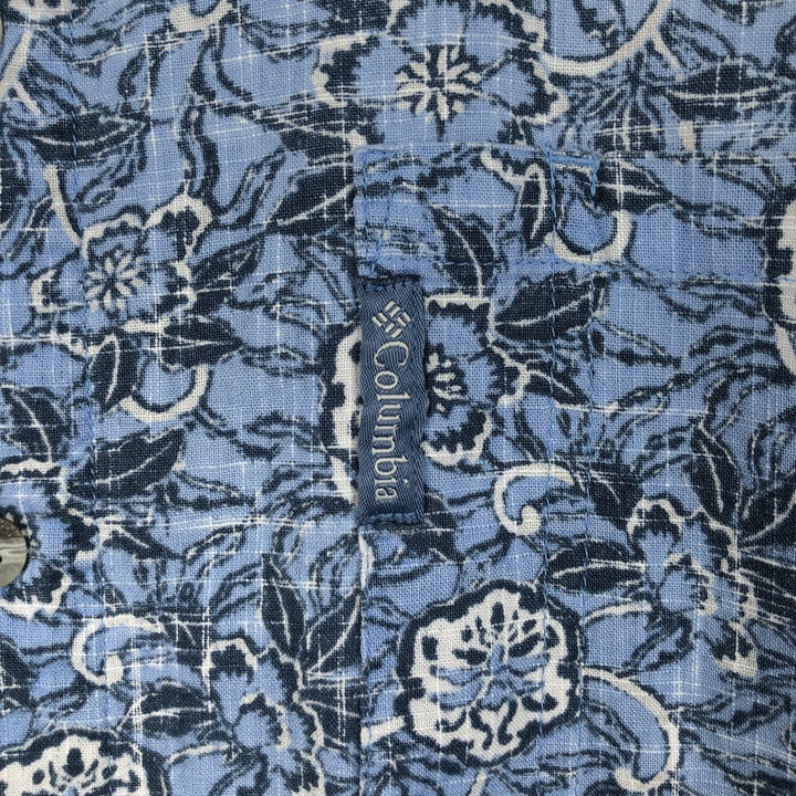 2000'S Columbia all-over floral Hawaiian Aloha shirt, boxy style, men's size L. cotton navy blue type Vintage Second Hand