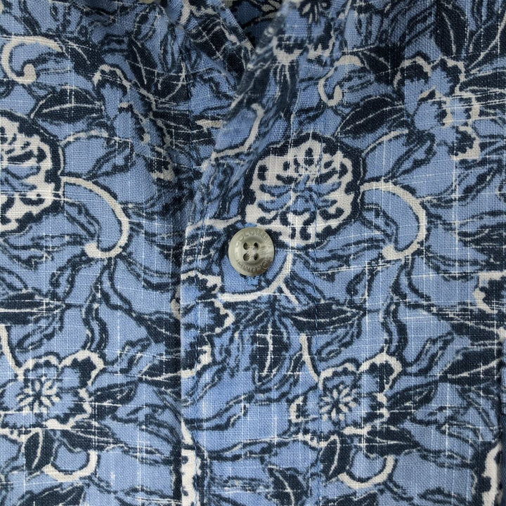 2000'S Columbia all-over floral Hawaiian Aloha shirt, boxy style, men's size L. cotton navy blue type Vintage Second Hand