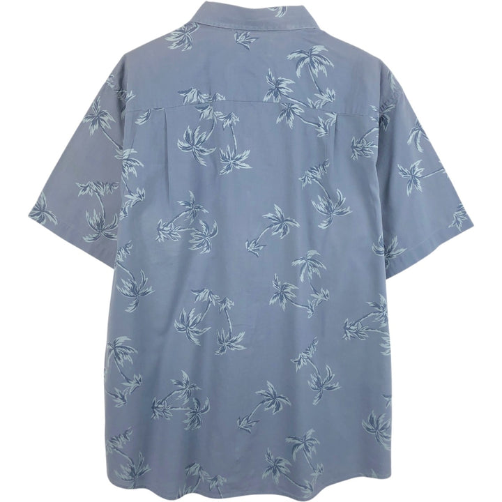 Vintage 1990'S LLBean open-collar Hawaiian Aloha shirt with all-over palm tree print, men's size M. cotton blue type Vintage Second Hand