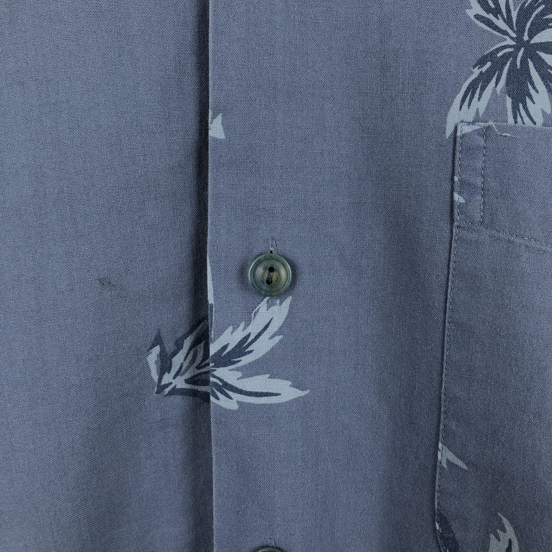 Vintage 1990'S LLBean open-collar Hawaiian Aloha shirt with all-over palm tree print, men's size M. cotton blue type Vintage Second Hand