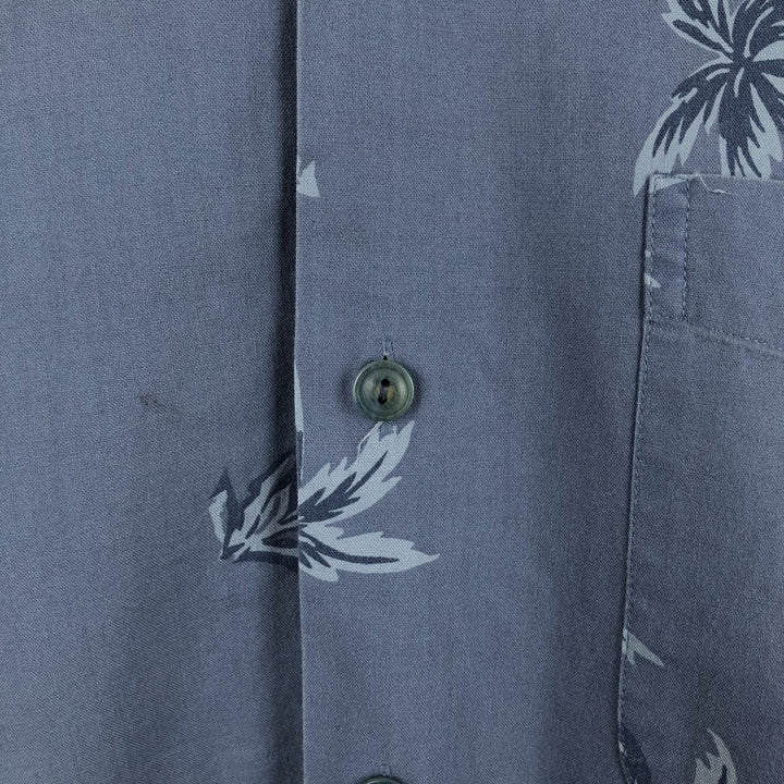 Vintage 1990'S LLBean open-collar Hawaiian Aloha shirt with all-over palm tree print, men's size M. cotton blue type Vintage Second Hand