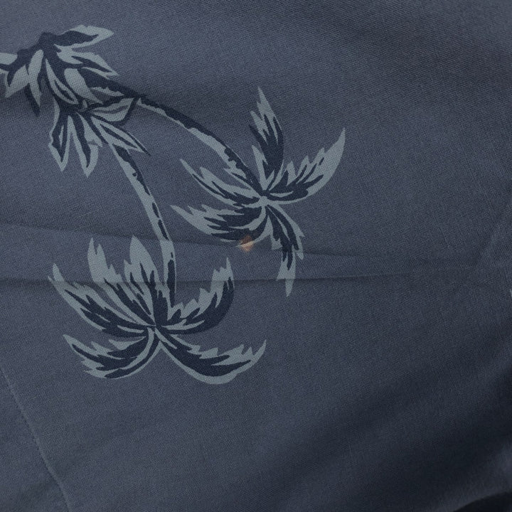 Vintage 1990'S LLBean open-collar Hawaiian Aloha shirt with all-over palm tree print, men's size M. cotton blue type Vintage Second Hand