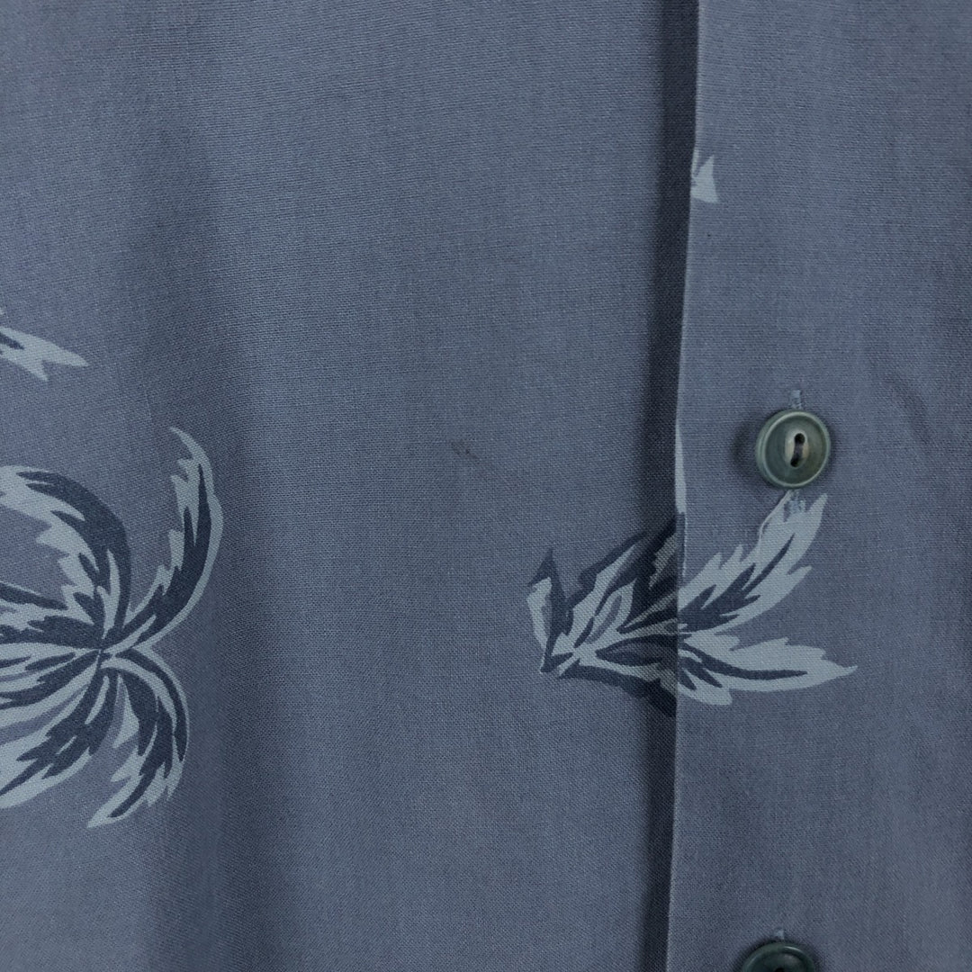 Vintage 1990'S LLBean open-collar Hawaiian Aloha shirt with all-over palm tree print, men's size M. cotton blue type Vintage Second Hand
