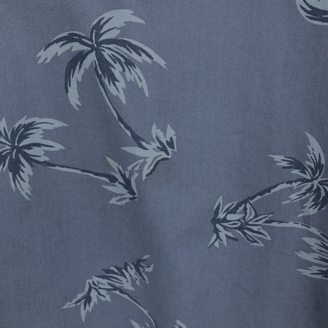Vintage 1990'S LLBean open-collar Hawaiian Aloha shirt with all-over palm tree print, men's size M. cotton blue type Vintage Second Hand