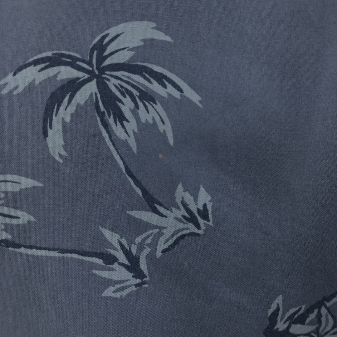 Vintage 1990'S LLBean open-collar Hawaiian Aloha shirt with all-over palm tree print, men's size M. cotton blue type Vintage Second Hand