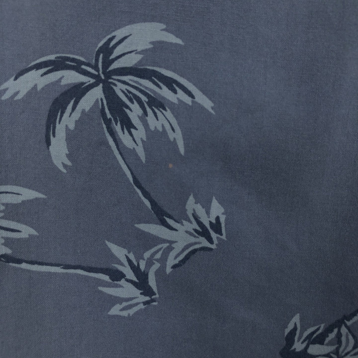Vintage 1990'S LLBean open-collar Hawaiian Aloha shirt with all-over palm tree print, men's size M. cotton blue type Vintage Second Hand