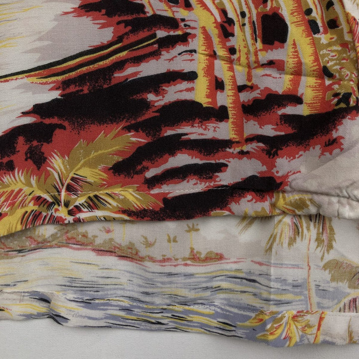 Kennington KENNINGTON all-over palm tree print open collar rayon Hawaiian Aloha shirt box shirt men's size XL equivalent Rayon ivory Vintage Second Hand
