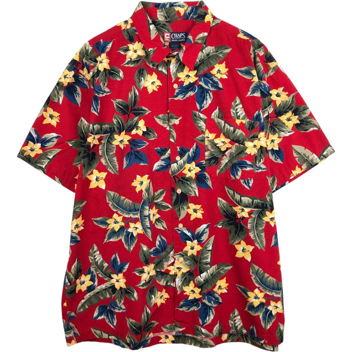 Ralph Lauren CHAPS Hibiscus Pattern Hawaiian Aloha Shirt Box Shirt Men's XXL equivalent cotton red type Vintage Second Hand