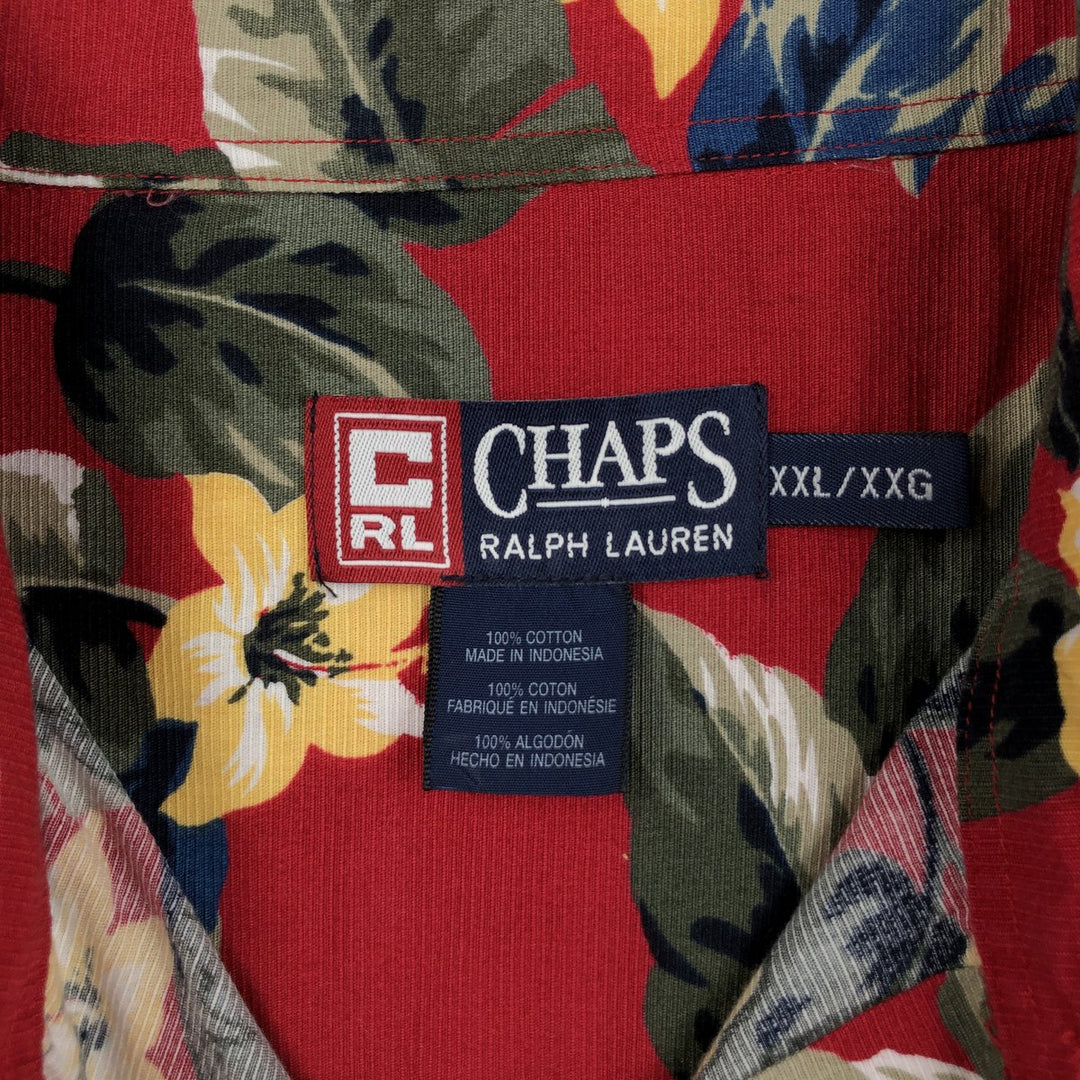Ralph Lauren CHAPS Hibiscus Pattern Hawaiian Aloha Shirt Box Shirt Men's XXL equivalent cotton red type Vintage Second Hand