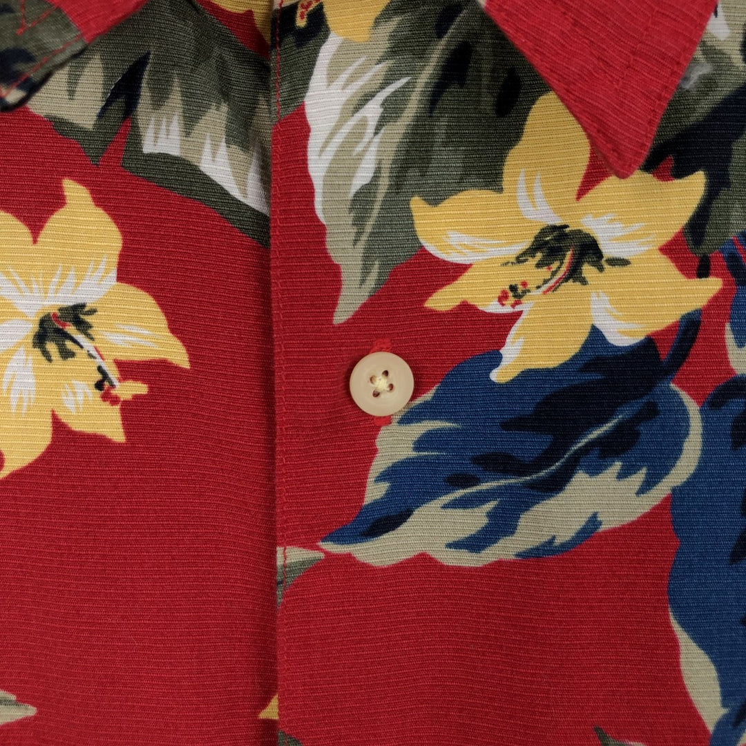Ralph Lauren CHAPS Hibiscus Pattern Hawaiian Aloha Shirt Box Shirt Men's XXL equivalent cotton red type Vintage Second Hand
