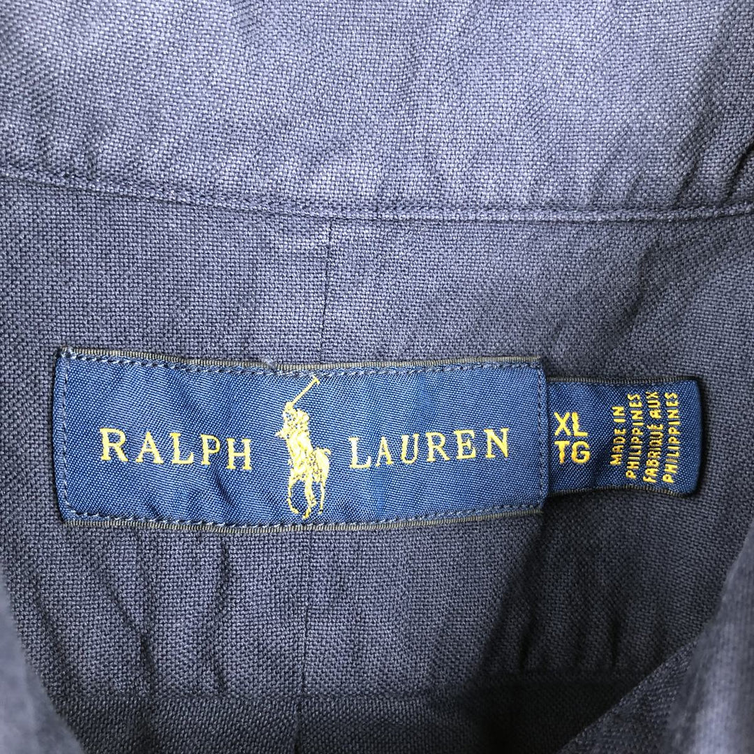Ralph Lauren short sleeve button down shirt, men's XL size cotton navy blue type Vintage Second Hand