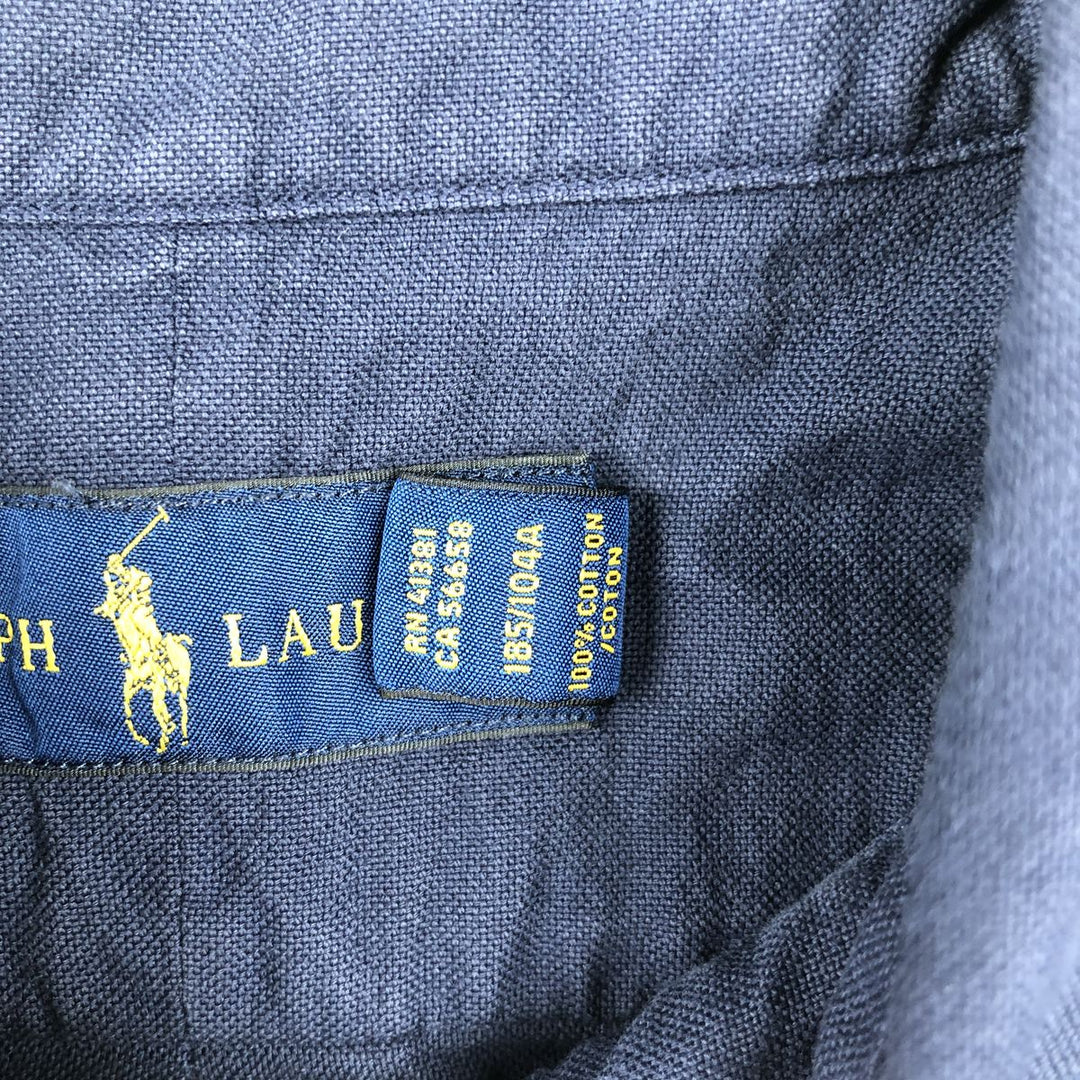 Ralph Lauren short sleeve button down shirt, men's XL size cotton navy blue type Vintage Second Hand