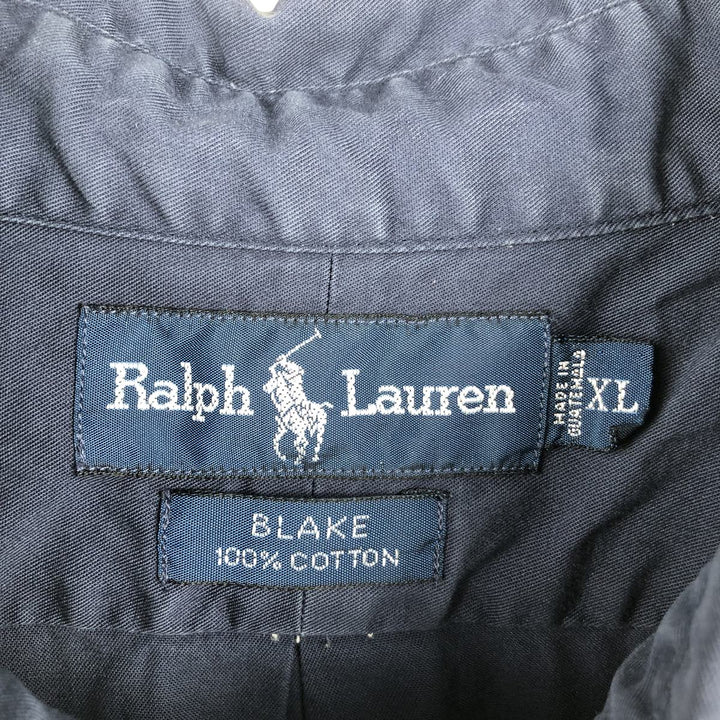 Ralph Lauren BLAKE short sleeve button down shirt, men's XL size cotton navy blue type Vintage Second Hand