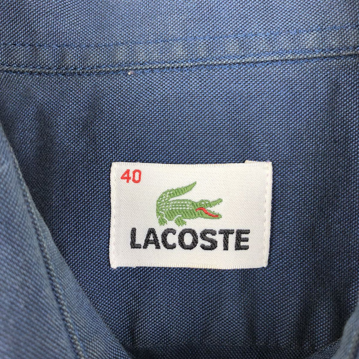 Lacoste short-sleeved button-down shirt, size 40 (equivalent to men's M). cotton navy blue type Vintage Second Hand